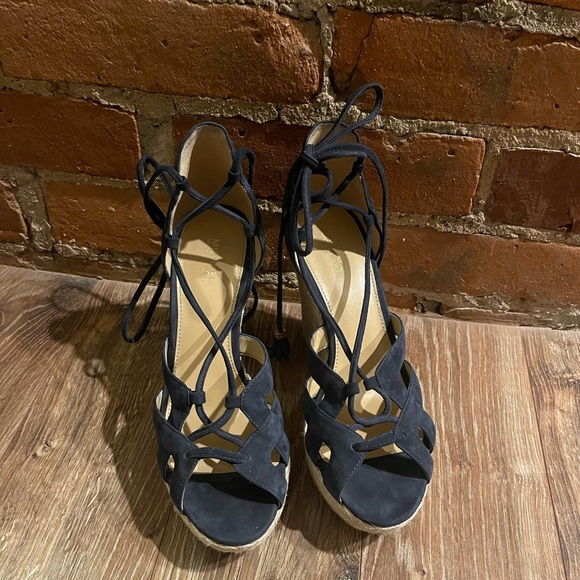 Michael Kors Navy Blue Espadrille Wedges - Picture 2 of 5